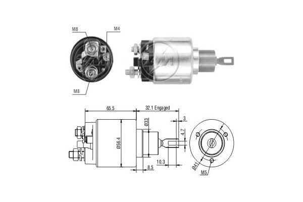 Magnetswitch, startmotor 12V