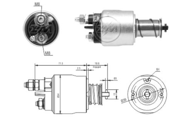 Magnetswitch, startmotor 12V