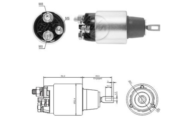 Magnetswitch, startmotor 12V