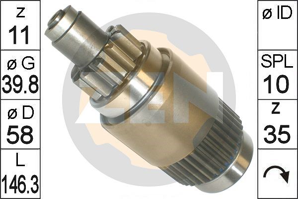 Frihjulsväxel, startmotor