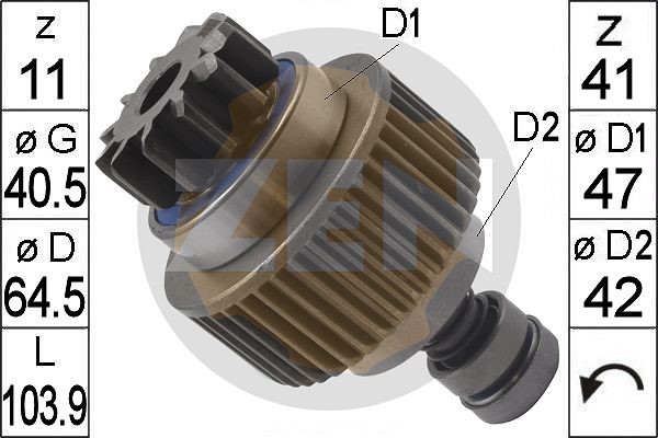 Frihjulsväxel, startmotor