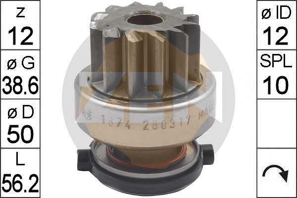 Frihjulsväxel, startmotor