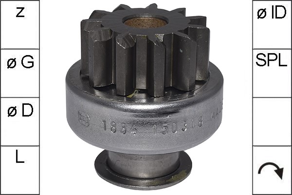 Frihjulsväxel, startmotor
