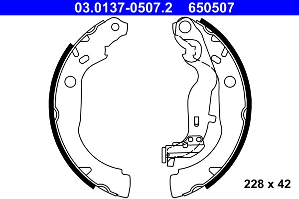 Bromsbackar, sats, Bakaxel Ate 03.0137-0507.2 ATE