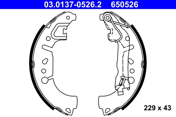Bromsbackar, sats, Bakaxel Ate 03.0137-0526.2 ATE