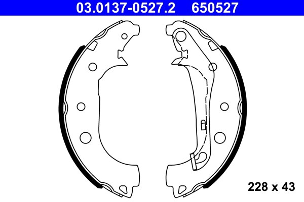 Bromsbackar, sats, Bakaxel Ate 03.0137-0527.2 ATE