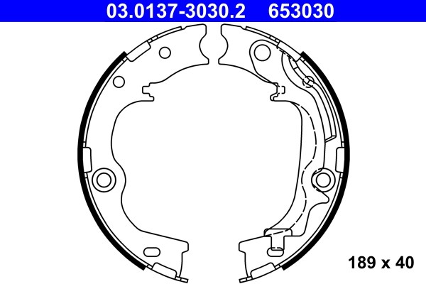 Bromsbackar, sats, parkeringsbroms, Bakaxel Ate 03.0137-3030.2 ATE