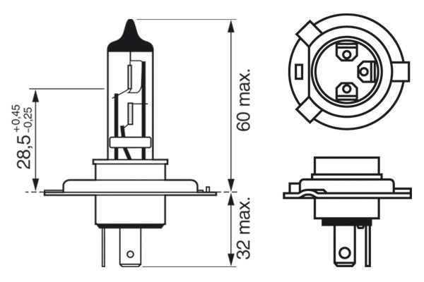Halogenlampa  BOSCH Ultra White BL H4 P43t Bosch 1 987 301 089 BOSCH