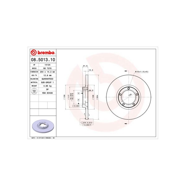 Bromsskiva Solid, Framaxel Brembo 08.5013.10 BREMBO Bromsskiva Solid, Framaxel Brembo 08.5013.10 BREMBO