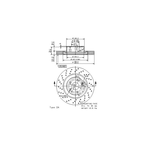 Bromsskiva Hålad/ventilerad, Framaxel Brembo 09.9382.11 BREMBO