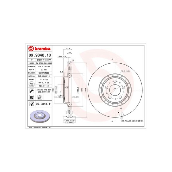 Bromsskiva, Framaxel BREMBO Bromsskiva, Framaxel BREMBO