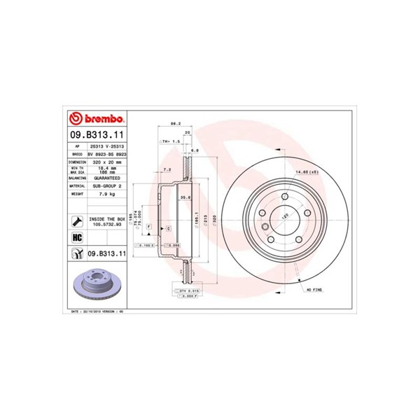 Bromsskiva Ventilerad, Bakaxel Brembo Coated disc line 09.B313.11 BREMBO Bromsskiva Ventilerad, Bakaxel Brembo Coated disc line 09.B313.11 BREMBO