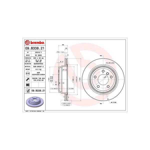 Bromsskiva, Bakaxel BREMBO Bromsskiva, Bakaxel BREMBO