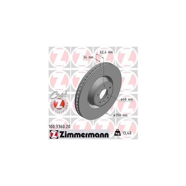 Bromsskiva Ventilerad, Framaxel Zimmermann 100.3360.20 ZIMMERMANN