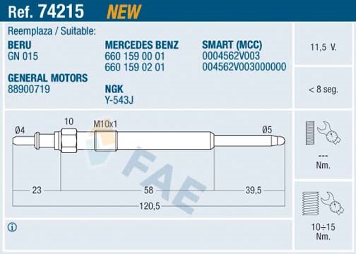 Glödstift 11,5V Fae 74215 FAE