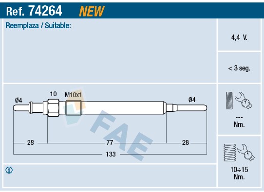 Glödstift 4,4V Fae 74264 FAE