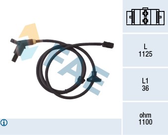 ABS-givare, Sensor, hjulvarvtal, Bakaxel Fae 78001 FAE
