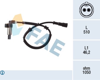 ABS-givare, Sensor, hjulvarvtal, Bakaxel höger Fae 78002 FAE