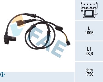 ABS-givare, Sensor, hjulvarvtal, Framaxel Fae 78004 FAE
