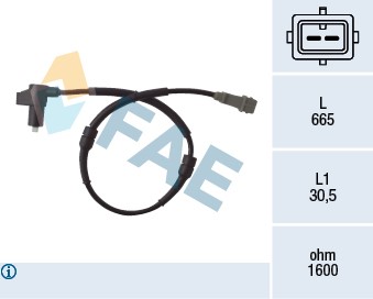 ABS-givare, Sensor, hjulvarvtal, framaxel vänster Fae 78007 FAE