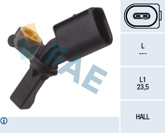 ABS-givare, Sensor, hjulvarvtal, Bakaxel höger Fae 78010 FAE