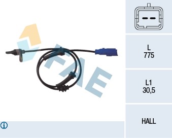 ABS-givare, Sensor, hjulvarvtal, Bakaxel Fae 78013 FAE