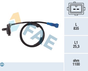 ABS-givare, Sensor, hjulvarvtal, Framaxel Fae 78021 FAE