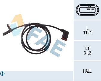 ABS-givare, Sensor, hjulvarvtal, Bakaxel vänster Fae 78028 FAE