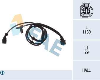 ABS-givare, Sensor, hjulvarvtal, Bakaxel höger Fae 78029 FAE
