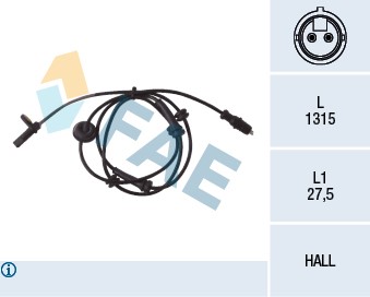 ABS-givare, Sensor, hjulvarvtal, framaxel höger Fae 78030 FAE