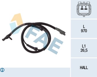 ABS-givare, Sensor, hjulvarvtal, Bakaxel, båda sidor Fae 78031 FAE