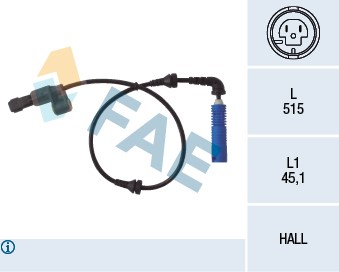 ABS-givare, Sensor, hjulvarvtal, framaxel höger Fae 78033 FAE