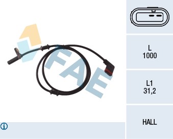 ABS-givare, Sensor, hjulvarvtal, Bakaxel höger Fae 78037 FAE