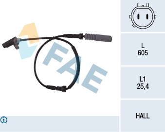 ABS-givare, Sensor, hjulvarvtal, Framaxel Fae 78042 FAE