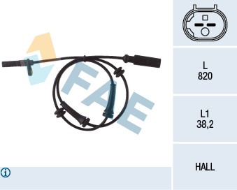 ABS-givare, Sensor, hjulvarvtal, Bakaxel vänster Fae 78049 FAE