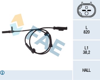 ABS-givare, Sensor, hjulvarvtal, Bakaxel höger Fae 78050 FAE