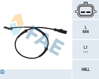 ABS-givare, Sensor, hjulvarvtal, Framaxel Fae 78055 FAE