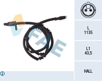 ABS-givare, Sensor, hjulvarvtal, Framaxel Fae 78056 FAE