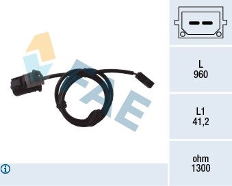 ABS-givare, Sensor, hjulvarvtal, Bakaxel, Bakaxel höger Fae 78058 FAE