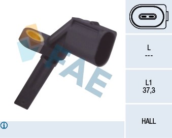 ABS-givare, Sensor, hjulvarvtal, framaxel höger Fae 78061 FAE