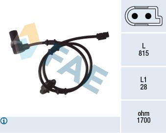 ABS-givare, Sensor, hjulvarvtal, Bakaxel höger Fae 78075 FAE