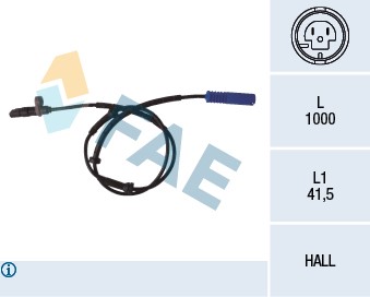 ABS-givare, Sensor, hjulvarvtal, Bakaxel, båda sidor Fae 78076 FAE