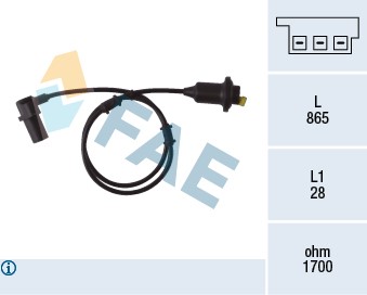 ABS-givare, Sensor, hjulvarvtal, Bakaxel, båda sidor Fae 78082 FAE