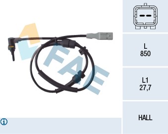 ABS-givare, Sensor, hjulvarvtal, framaxel vänster Fae 78086 FAE