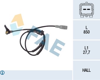 ABS-givare, Sensor, hjulvarvtal, framaxel höger Fae 78087 FAE