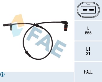 ABS-givare, Sensor, hjulvarvtal, Framaxel Fae 78088 FAE