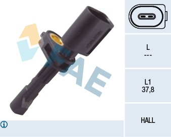 ABS-givare, Sensor, hjulvarvtal, Bakaxel, båda sidor Fae 78106 FAE