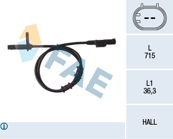 ABS-givare, Sensor, hjulvarvtal, Framaxel Fae 78107 FAE
