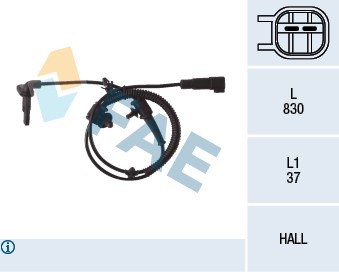 ABS-givare, Sensor, hjulvarvtal, Bakaxel Fae 78109 FAE