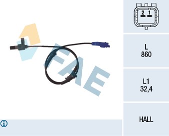 ABS-givare, Sensor, hjulvarvtal, Bakaxel Fae 78116 FAE